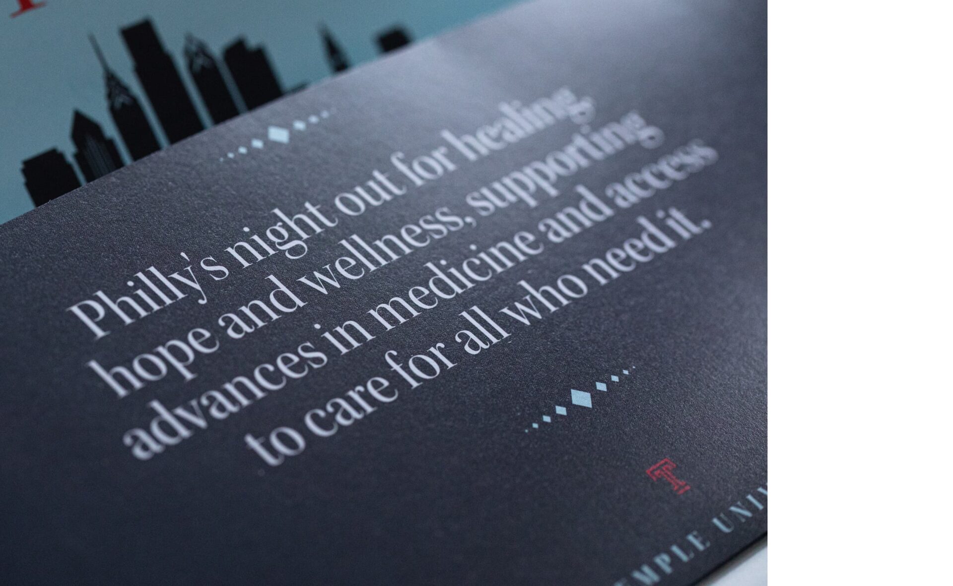 King Design Temple University 2019 Gala Save The Date Paper Print Production Detail