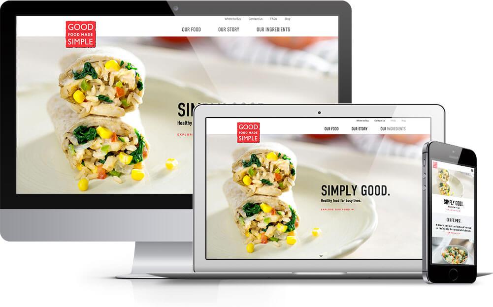 Good Food Made Simple landing page on a desktop and a laptop.
