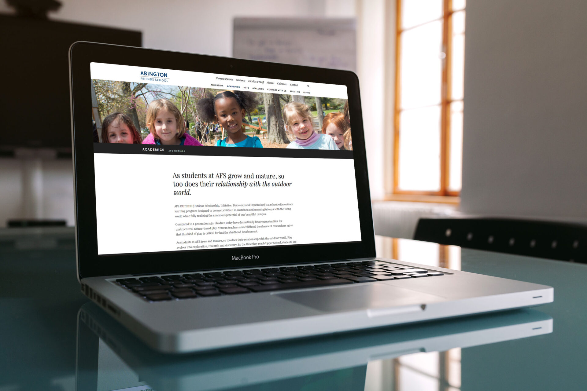 King Design Abington Friends School Website Open On A Laptop