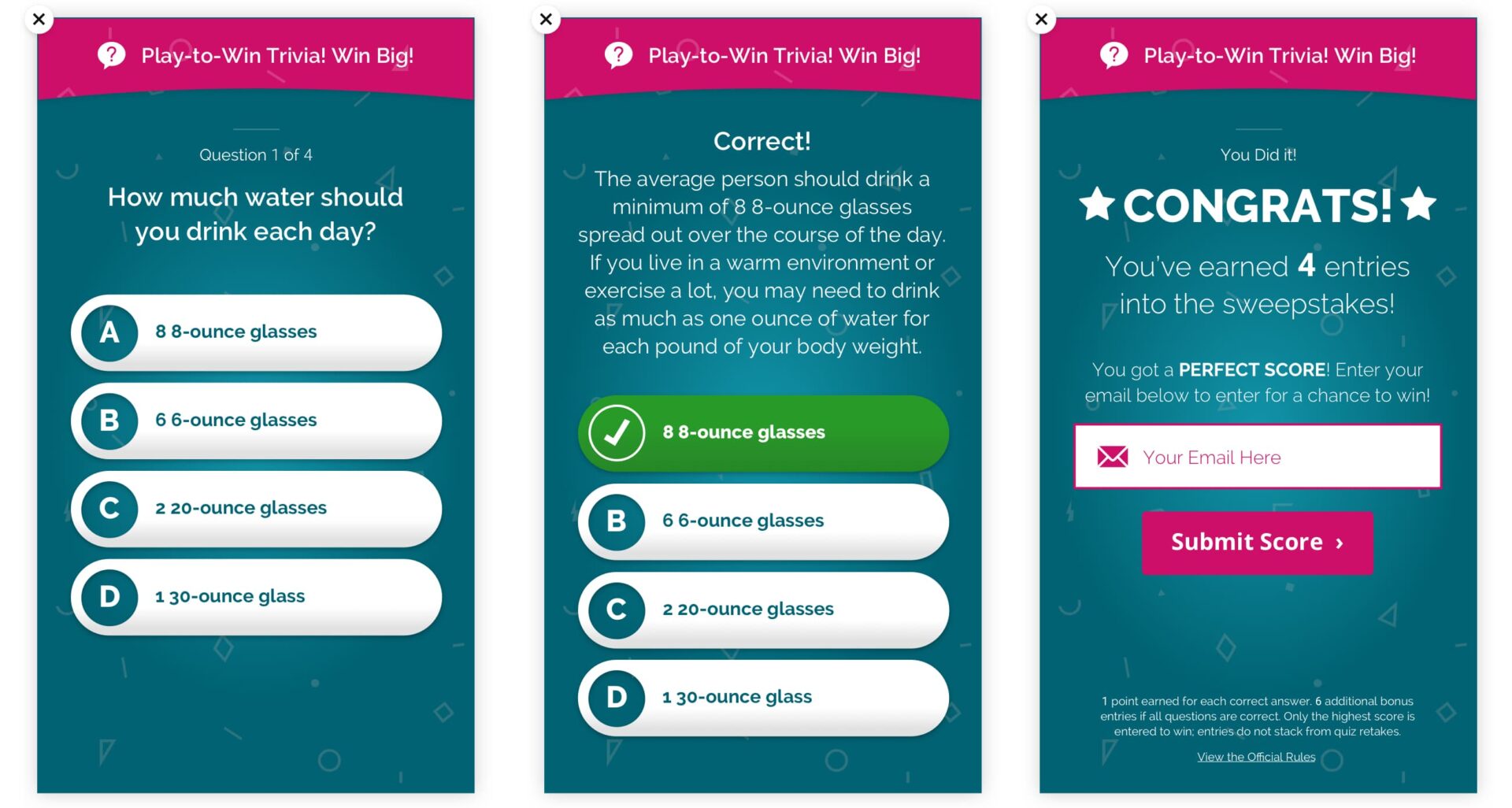 King Design South Beach Diet The Palm Trivia Quiz Module