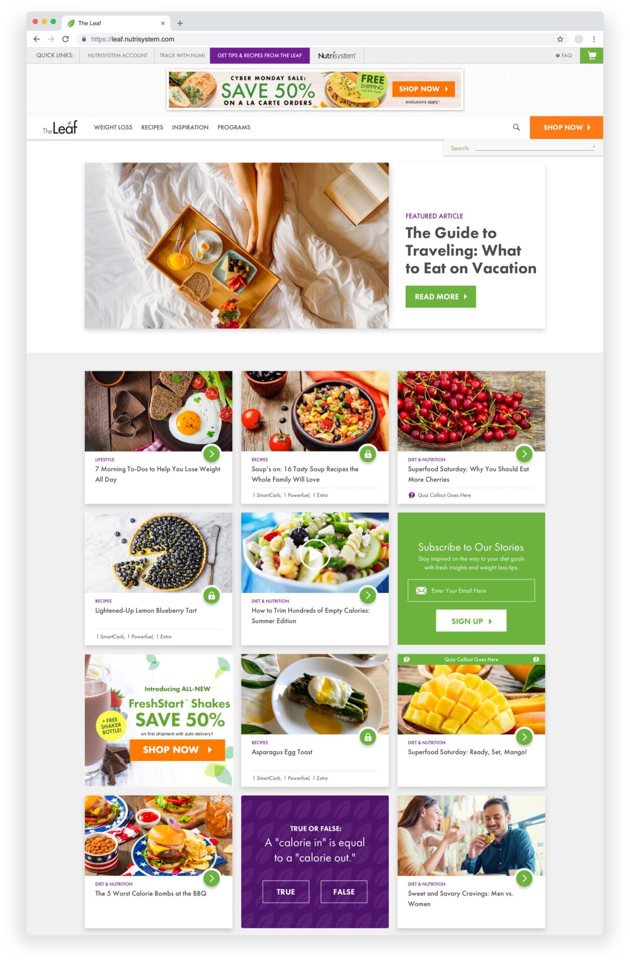 King Design The Leaf Nutrisystem Homepage Blog Grid